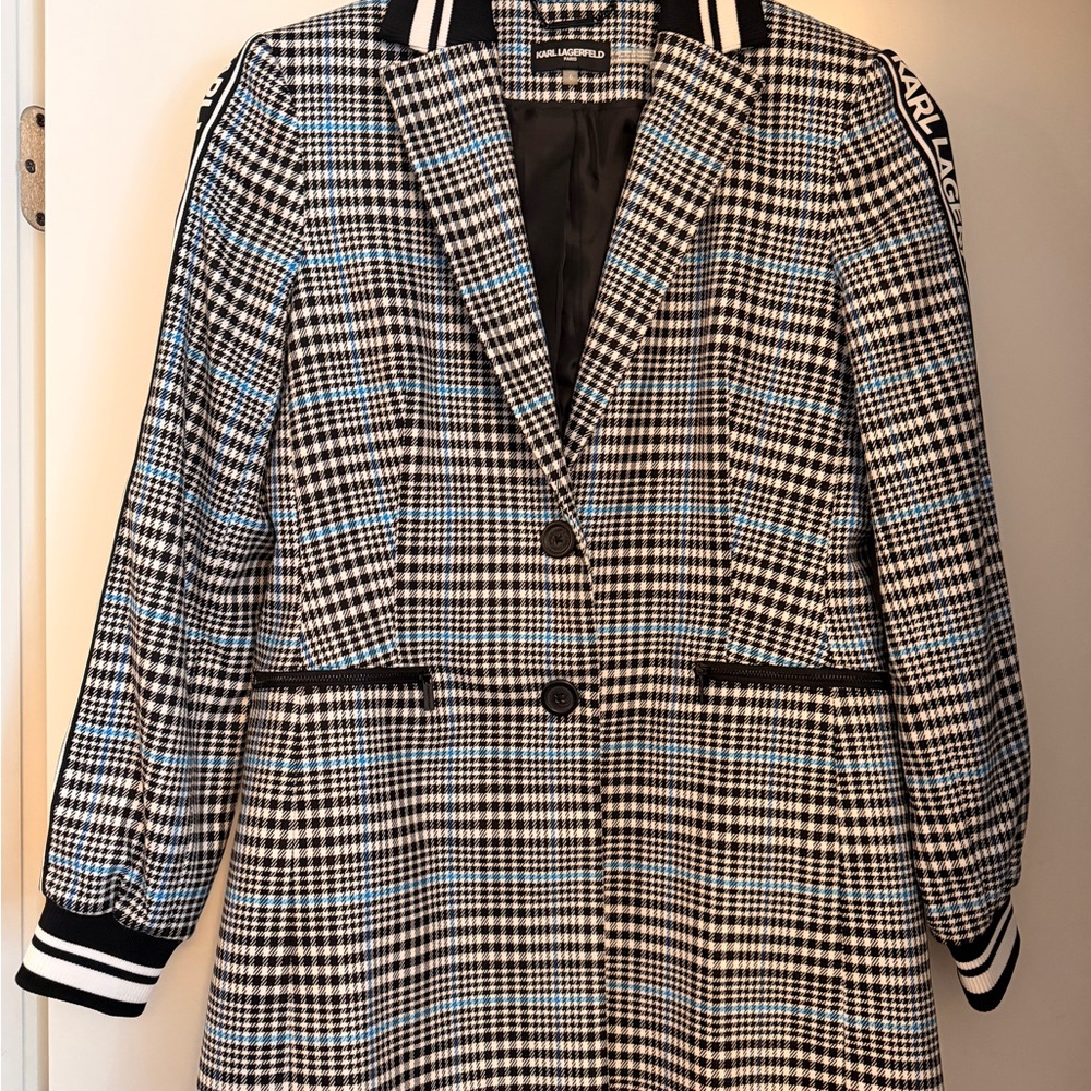 Karl Lagerfeld Black and White Checkered Blazer